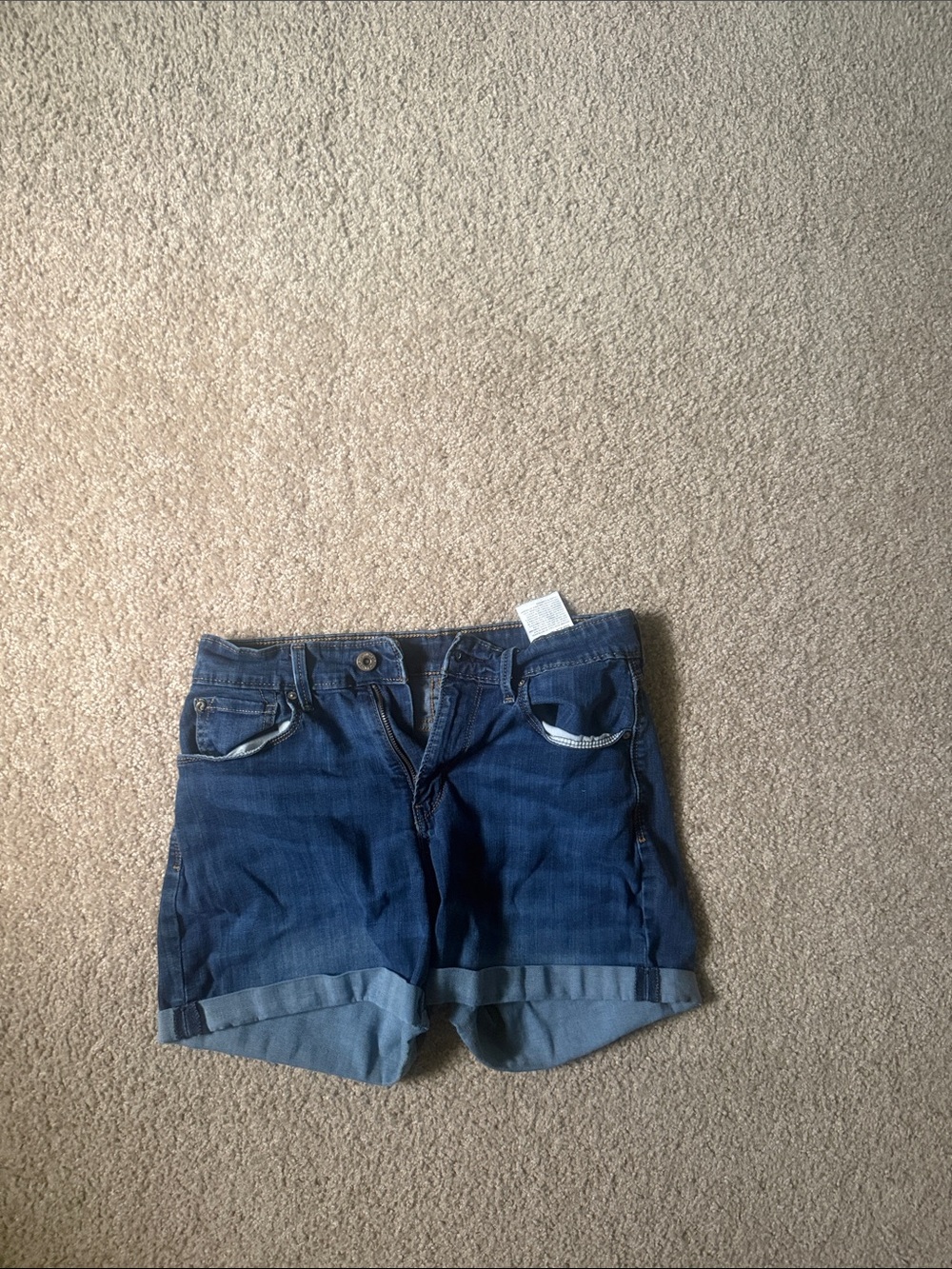 Women's Dark Blue Denim Roll-Cuff Shorts